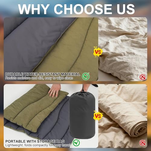 BINGPET Outdoor Travel Dog Bed for Large/Medium Dogs,Portable Waterproof Camping Mat with Carry Bag,Foldable Outside Bed,Machine Washable Indoor Pet Mat for Small,Medium and Large Dogs 35"x51" - color: Green, size: XL: 35*51in