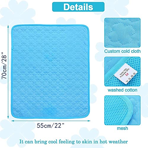 OUKEYI Cooling Mat Pad for Dogs Cats Ice Silk Mat Cooling Blanket Cushion for Kennel/Sofa/Bed/Floor/Car Seats Cooling for Outdoor or Home (Dog Cooling mat- 28 X 22inBlue)