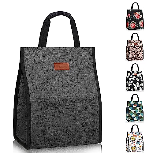 Lunch Bags for Women Insulated Reusable Lunch Tote with Internal Pocket, Lunch Tote bag for Work (Charcoal Grey - color: Charcoal Grey, size: 1 pack