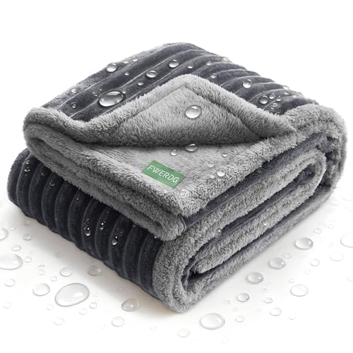 Waterproof Dog Blanket for Couch - Washable Medium Pet Blanket for Furniture Protector, Cozy Fleece Calming Dog Crate Blankets for Indoors & Outdoors, Dark Grey, 30"x40" - color: Grey, size: M(30x40")
