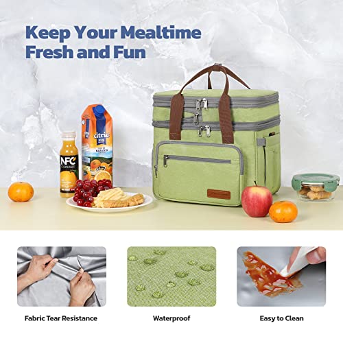 Maelstrom Lunch Box, 23L Insulated Lunch Bag, Expandable Double Deck Cooler Bag, Lightweight Leakproof Tote Bag With Side Tissue Pocket, Suit For Men and Women (C. Green) - color: C. Green