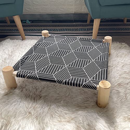 Pozico Cat/Dog Bed Hammock Cat Bed, Wooden Dog Elevated Indoor Outdoor Beds, Raised Cat Cots Furniture Pet Bed Puppy Bed Portable Breathable Mesh Cat Beds for Small Animals-Black Diamond - color: Black Diamond