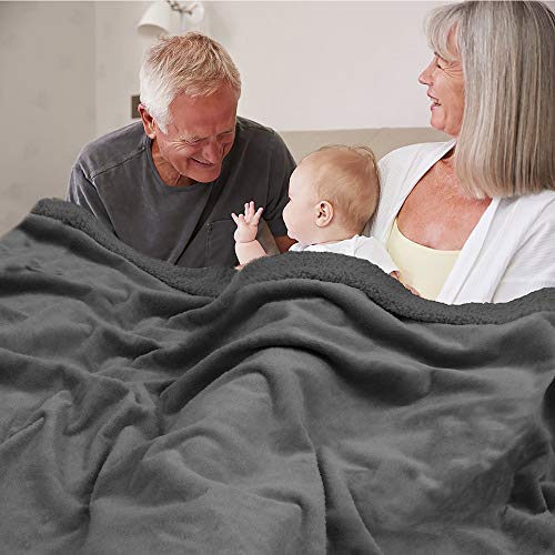 Pavilia Waterproof Couch Blanket | Dog & Cat Blanket Protector | Plush Soft Warm Fuzzy Sherpa Throw, Dark Grey, 60x80 - color: Charcoal, size: 60x80 Inches