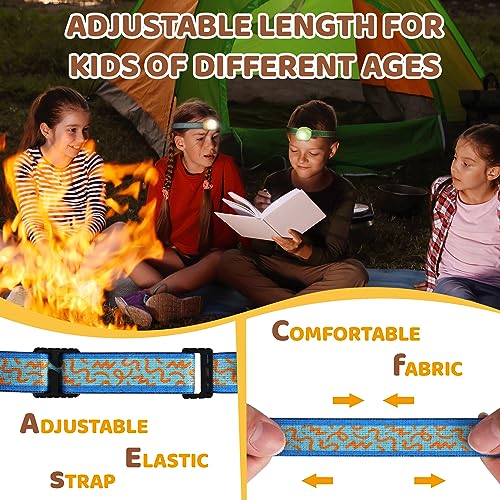 EverBrite LED Headlamp Rechargeable Kids Headlamp with RGB Mode and Adjustable Headband, 3 Modes Multicolor Headlamp for Kids, Bright Kids Head Lamp for Camping, Reading, Exploring, Hiking, Birthday - color: Orange
