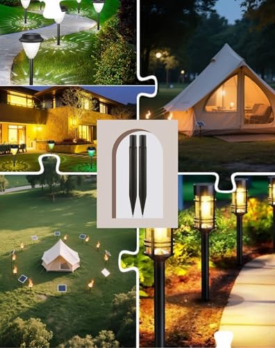 8.25" Reinforced ABS Plastic Solar Ground Spikes - Durable Solar Light Replacement Stakes for Garden, Pathway, Deck, Camping, Christmas Lights (Fits 0.83" Inside Diameter) (Black-4 Pack) - color: Black-4 PACK