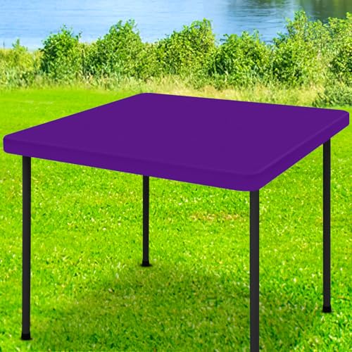 Moosfor Spandex Square Table Cloth, Elastic Fitted Tablecloths for Picnic, Stretch Washable Patio Table Cover for Outdoor, Camping, Banquet and Parties (Purple, 34"x34") - color: Purple, size: 34" x 34" (Square)
