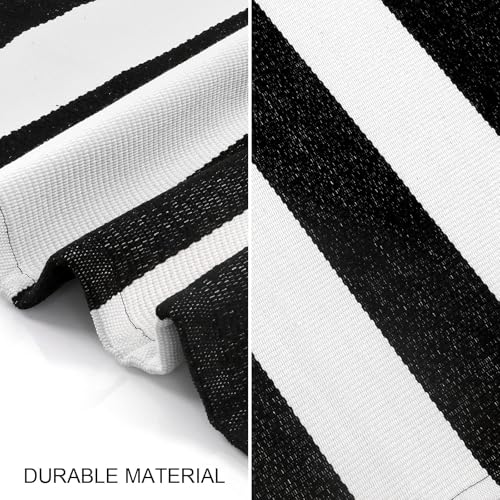 LEEVAN Black and White Outdoor Rug 2.3' x 3.6', Washable Striped Front Porch Rugs, Cotton Woven Layered Front Door Mat, Farmhouse Entryway Rug Reversible Foldable Indoor Doormat for Layered - color: Black and White Stripes, size: 2'4" x 3'7" (Rectangular)
