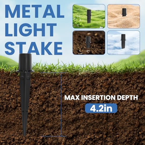 12 Sets Metal Replacement Stakes for Solar Lights, Fits 3/4" Poles / 0.78" ID Solar Path Lights, Ideal for Garden, Lawn, Backyard, Patio & Outdoor Landscape Lamps, 5-3/8" Long - size: Metal-12 Sets
