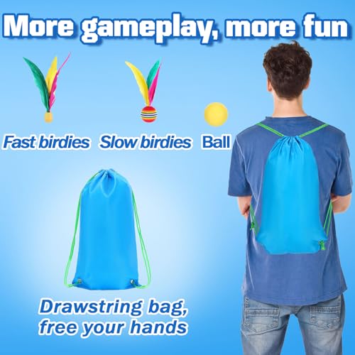 2 Sets Beach Games Toy Paddle Ball Set - Funny Paddleball Rackets Game, Outdoor Sports Toys for Kids Adults Family Games Yard Lawn Party Supplies, Blue Orange - color: Blue, Orange, size: Large