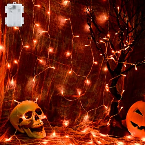 Cshare Halloween String Lights Battery Operated With Timer - 9.8ft 30LED Orange Waterproof Lights for Outside Decorations, Party, Yard, Pathway, Indoor and Outdoor - color: Orange