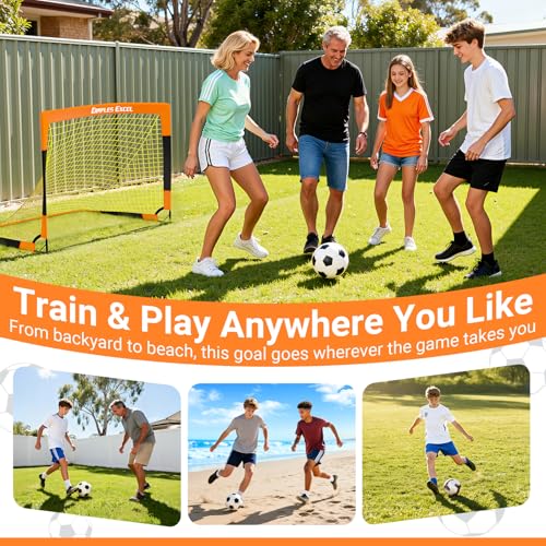 Dimples Excel Soccer Goals Kids Net for Backyard 7x5, 5x3.6, 4x3, 3x2.2 FT - style: 4x3 FT, 2 Set