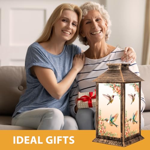 Mothers Day Gifts for Mom Grandma, Solar Lanterns Outdoor Waterproof, Birthday Hummingbird Gifts for Women, Hanging Decorative Solar Lantern for Garden Yard Lawn Patio