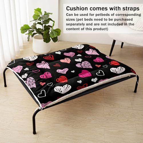 Nttopship Dog Cat Bed Mat Ultra Soft Fluffy Pet Bed Washable Fashion Dog Crate Beds Comfy Comfy Pet Sleeping Pad Suitable for Pet Raised Bed(30"x26",Heart) - color: Heart, size: Medium