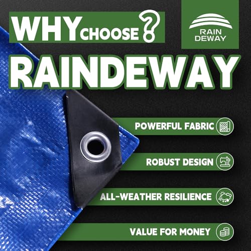 RAINDEWAY Small Tarps 4x6 Feet (2 Pack) 8 Mil, UV Resistant, Durable, Multipurpose Waterproof Poly Tarp Cover with Metal Grommets and Reinforced Edges,Blue Tarp - color: Blue, size: 4x6 Feet (2 Pcs)-Finished Size