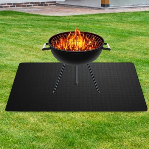 Under Grill Mat for Outdoor Grill,BBQ Mat,Indoor Fireplace Mat,Large Fireproof Deck for Patios Protecting Deck and Lawn, M - size: Medium