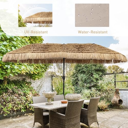 13ft Thatch Umbrella Tiki Bench umbrella With Crank, Water-resistant for Bench, Patio,Pool - color: Yellow, size: 13FT Umbrella