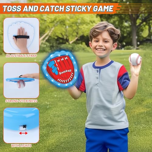 Gifts2U Baseball Toss and Catch Game Set - Indoor Outdoor Sports Toy with 2 Catch Paddles, 3 Sticky Balls, Baseball Bat, Pitching Machine and Storage Bag, Perfect for Backyard Fun Family Games