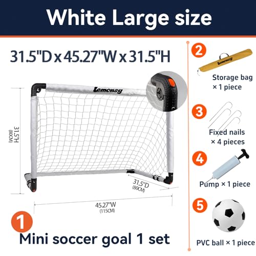 Small Soccer Goals for Kids, Foldable Mini Soccer Goal Set with Portable Soccer Net for Kids, Kid Soccer Goal for Indoor Outdoor Backyard Play, Soccer Toy Gift for Children - size: Elite White: 45.27×31.5×31.5 inch in goal+ball