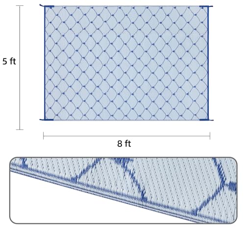 Boulder Bee Outdoor Rugs, Plastic Straw Rug, Outdoor Camping Rugs, Quick Drying Picnic Rug, Sand Free Reversible Beach Mats (5 x 8 Feet, 2.7 lb) - color: White, size: 5*8 Feet