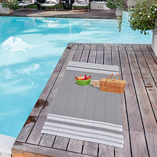 GLAMBURG Peshtemal Turkish Towel - Beach Towels Oversized 36x71 Set of 6, Soft Durable Absorbent Extra Large Bath Sheet Hammam Towel for Adults - Charcoal Grey - color: Charcoal, size: 6 Pack