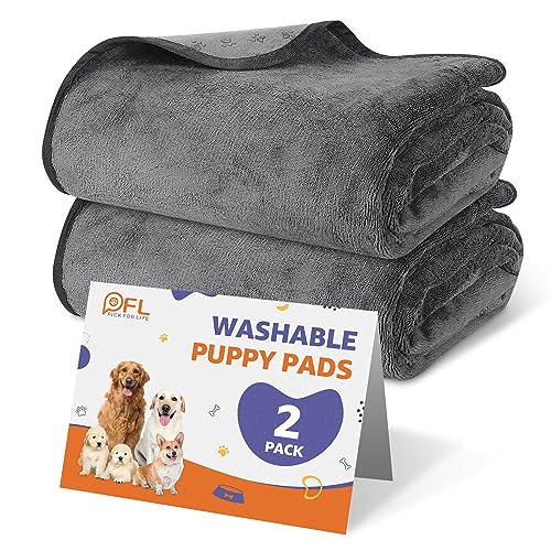 PICK FOR LIFE Washable Dog Pee Pads, 48x48 Reusable Puppy Whelping Pads, Absorb Dog Mats Non-Slip Reusable Pet Training Pad for Whelping, Potty, Training, Playpen, Crate, 2PACK - size: 48"x48"-2PACK