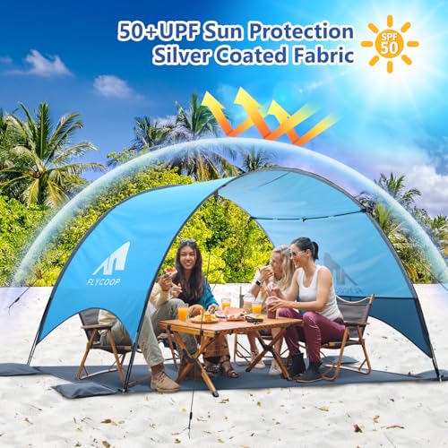 2026 Upgraded Beach Umbrella Canopy with UPF 50+ UV Protection – Portable Beach Tent for Sun, 360° Ventilation, 4 Sandbags, Dual Pockets, Stakes & Ropes, 106 * 65 * 61 inch for 4 People - style: 106*65*61 inch