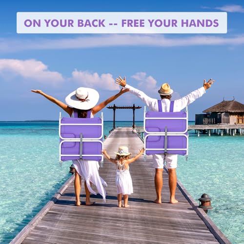 3 in 1 Women Comfort Backpack Beach Tanning Lounge Chair with Cushion Face Hole Softer Padded Adjustable Washable, Folding Layout Sun Chair for Adults Outside Reading Sunbathing Poolside, 6 Position - color: Purple / 1 Pack