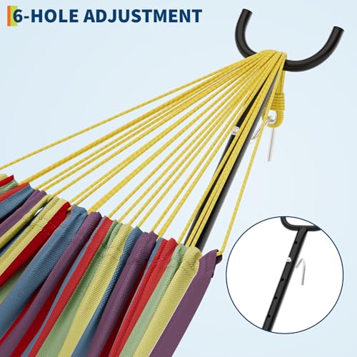 Double Hammock,Outdoor Portable Hammocks, Heavy Duty Hammock with Space Saving Steel Stand Included and Carry Bag, 450lb Capacity Standing Hammocks for Outside Garden Yard