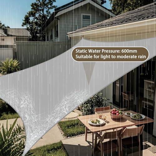 Amagenix Waterproof Sun Shade Sail 8'X10' Light Grey Shade Canopy Curved Edge 95% UV Blocking Awning Shelter for Outdoor Patio Backyard Garden Activities,Customized - color: Light Grey, size: 0 8' X 1 0', style: Waterproof Rectangular