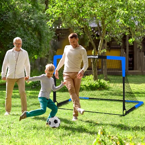 Kids Soccer Goals for Backyard Set of 2, 4 x 3 ft/6 x 4 Toddler Soccer Goal Training Equipment with Soccer Ball, Cones, Pop Up Soccer Net for Kids Age 3-5 4-6 6-8 8-12 10-12 Outdoor Games Sports Gifts - color: Blue, style: 4' x 3'