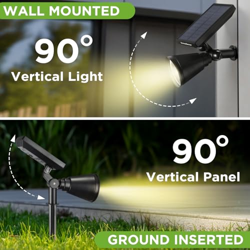 InnoGear Solar Lights Outdoor Waterproof Solar Garden Light for Outside Yard Landscape Lighting Pathway Spot Lights Spotlight Wall Light Auto On/Off, Pack of 6 (Warm White) - color: Warm White
