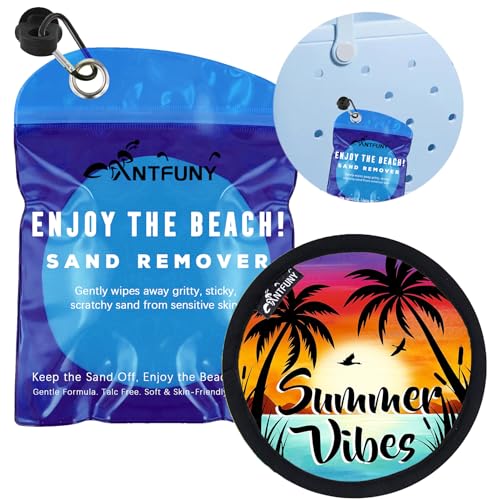 Antfuny Sand Remover for Beach Cleaner Eraser for Kids Women Wipe Off Mitt Duster Brush Vacation Hawaii Honeymoon Essential Gift Costa Must Haves Resort Rio de Janeiro Bahamas Punta Cana Beach Towel - color: 1 Pack Summer