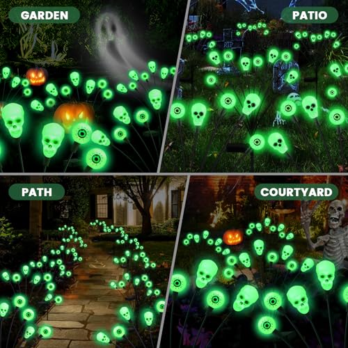 FENSAN Solar Lights Outdoor,Halloween Decorations Outdoor, Scary Eyeball Lights,4PACKS 32LED,IP65 Waterproof,Halloween Decor for Garden/Yard/Patio/Lawn/Pathway(Green) - color: eyeball green 4packs