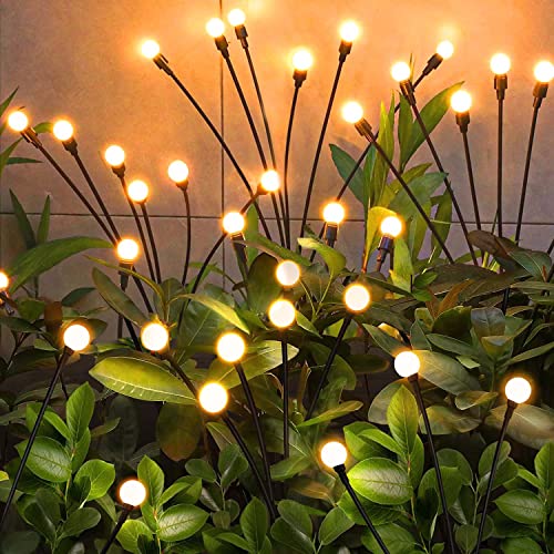 NBQQ Solar Garden Lights Outdoor, 4 Pack Swaying Light Waterproof Solar Lights Outdoor for Yard Pathway Patio, Swaying Lawn Decor as Gardening Gifts for Women Holiday - color: Warm White, size: 4 pack