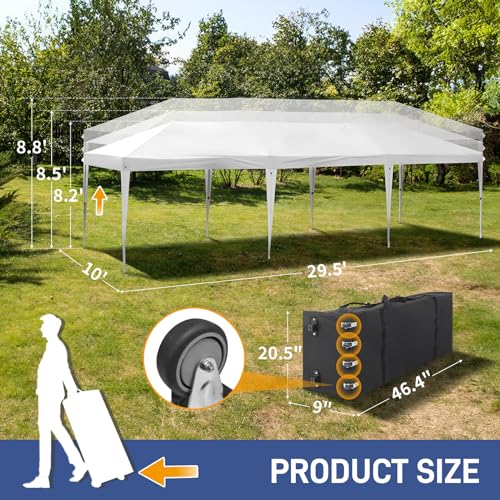 VINGLI 10x30 Pop Up Canopy Tent with Sidewalls, Outdoor Gazebo Canopy Tent, Patio Event Tents Outdoor Event Shelter for Parties (White) - color: White, size: 10x30