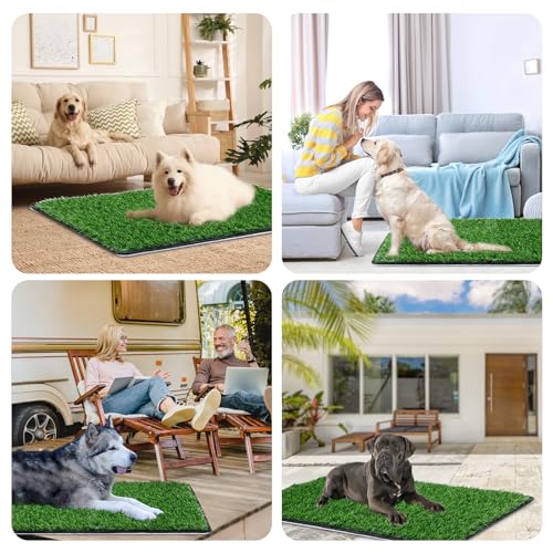 Annexfun Dog Grass Mat with Pee Pad 38×23", Large Dog Litter Box Indoor Artificial Turf Grass Porch Waterproof Patio Potty Tray for Doggie Reusable Washable and Lawn PCS Puppy Training