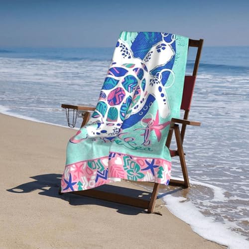 Cute Sea Turtle Beach Towel for Men/Adults, Personalized Microfiber Beach Towels Bulk, Quick Dry Beach Towel for Pool, Lightweight Bath Towels Oversized Clearance 30"x 60" - color: Turtle2, size: 30"x 60"