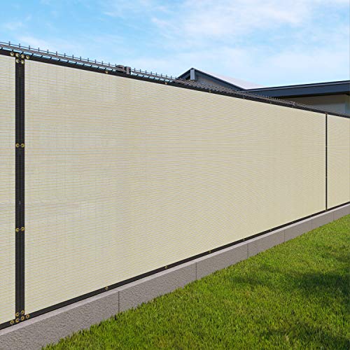 Windscreen4less 4' x 2' Privacy Fence Screen Heavy Duty Windscreen Fencing Mesh Fabric Shade Net Cover with Brass Grommtes for Outdoor Wall Garden Yard Pool Deck Beige - color: Beige, size: 4' x 2'