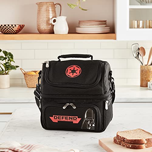 PICNIC TIME Star Wars Darth Vader Pranzo Insulated Lunch Box, Soft Sided Cooler Bag with Utensil Set, Dual Compartment Lunch Tote, (Black) - color: Star Wars Darth Vader - Black