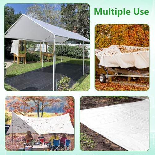 Thanaddo 10 x 20 Ft Carport Replacement Canopy Cover Garage Top Tent Shelter Tarp with Free 44 Ball Bungee Cords,White(Only Cover, Frame Not Include) (10x20 White) - size: 10x20 white