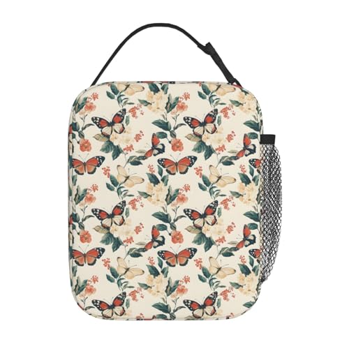 Butterfly Lunch Box Insulated Lunch Bag for kids Girls Boys Women,Reusable Lunch Box Containers for Women Men,Durable Cooler Tote Bag Lunchbox for Office/School/Picnic - color: Butterfly02