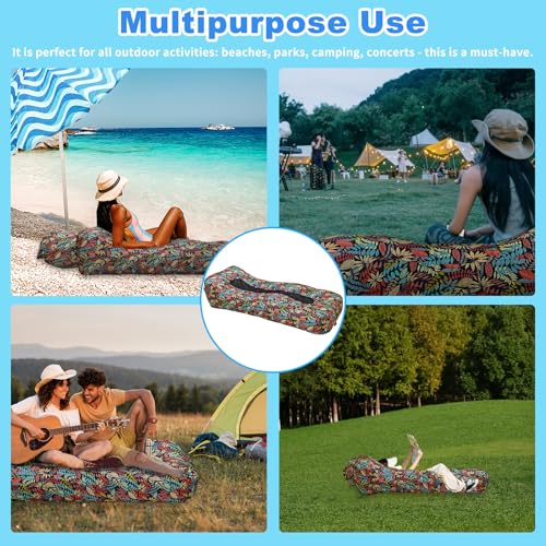Inflatable Couch, Inflatable Lounger Air Sofa | No-Pump Blow Up Couch | Ergonomic Design, Air Couches Outdoor for Camping & Park & Beach, Upgrade Your Camping Accessories - color: Red Leaf, style: Standard - No Sunshade