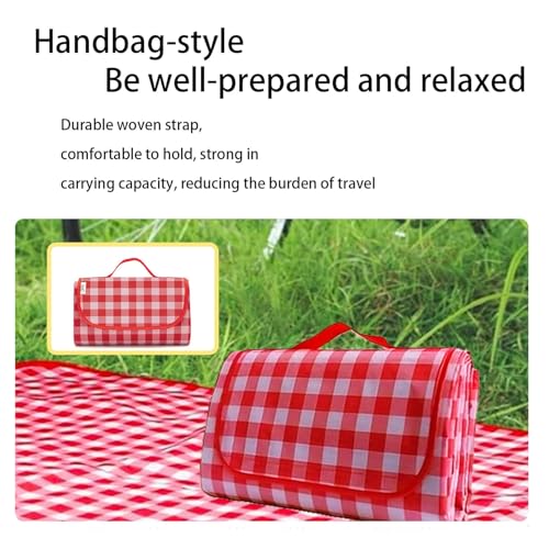 Super large Portable Thin Waterproof Beach Blanket, Suitable for Outdoor Camping use, 78x78 inch Foldable Outdoor mat, Suitable for Camping, Parks, Families, Adults, Children, and Pets (Red XXL) - color: Red