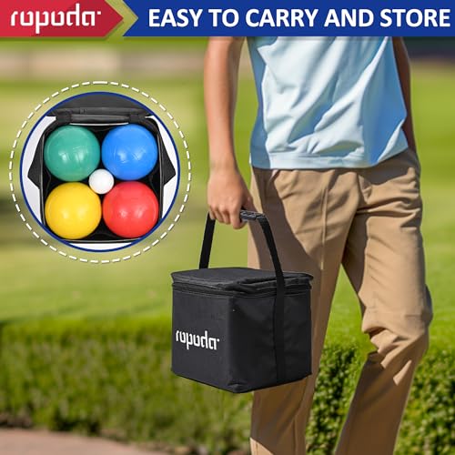 ropoda 90mm Bocce Ball Set, Lighter Bocce Ball for Beginners with 8 Balls, Pallino, Case and Measuring Rope for Backyard/Beach/Lawn, Composite Plastic for Kids Teens Beginners - size: 90mm
