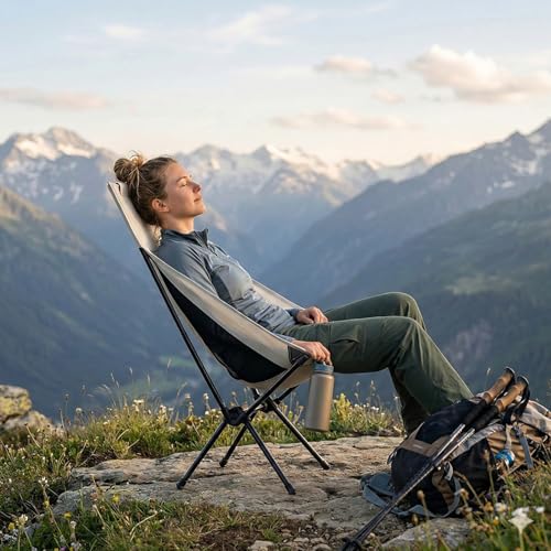 Wind Tour Portable Camping Chair Lightweight Foldable Outdoor Chair for Hiking Camp Backpacking Lawn Beach Fishing Picnic with Carry Bag (High-Back | White) - color: High-back | White