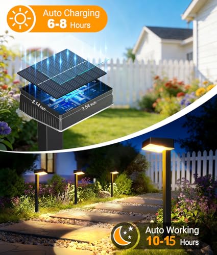 ELECLINK Solar Pathway Lights Outdoor, 12 Pack Garden Lights Solar Powered Path Lights with Bigger LED Lens, 2 Light Modes Waterproof Outdoor Solar Light for Yard Driveway Walkway Landscape Patio Lawn - size: 12 Pack