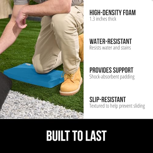 GORILLA GRIP® Extra Thick Patent Pending Supportive Foam Kneeling Pad, Large Cushion Knee Pads for Gardening, Baby Bath Time, Dirt and Water Resistant, Workout and Garden Supplies, 17.5x11, Blue - color: Blue