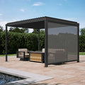 MIRADOR 80S 10'x12' Louvered Pergola with 10FT Shade Screen for Outdoor Deck Lawn Garden Backyard Patio Porch，Charcoal