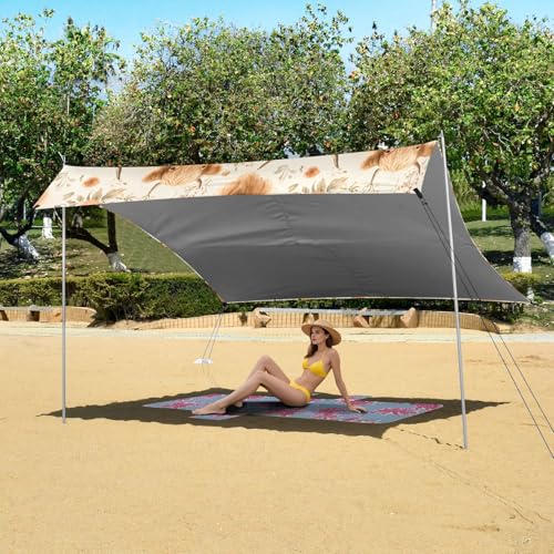 ALAZA Cattle Flower Pattern Beach Tent Sun Shelter Portable Canopy Sunshade for Outdoor, Camping, Picnics, Backyard Fun, 10x9 ft