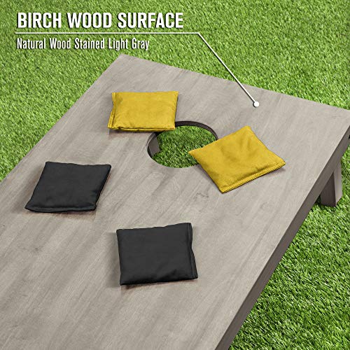 GoSports 4 ft x 2 ft Regulation Size Wooden Cornhole Boards Set - Includes Carrying Case and Bean Bags (Choose Your Colors) Over 100 Color Combinations - color: Black & Gold